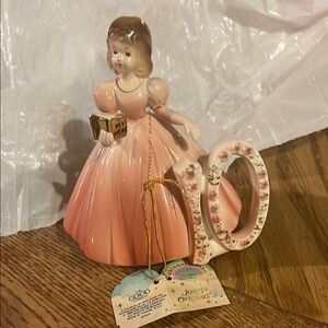 Josef Originals -Birthday Girl 10-Vintage Ceramic Figurine with Pink Dress-